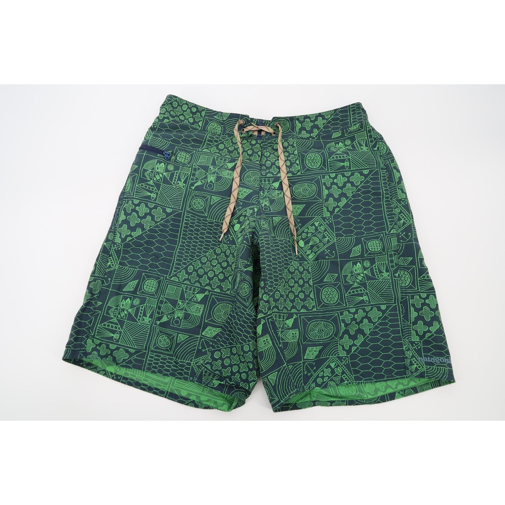 Patagonia Men's 30 Wavefarer 21" Board‎ Shorts Trunks Green Aztec Surf